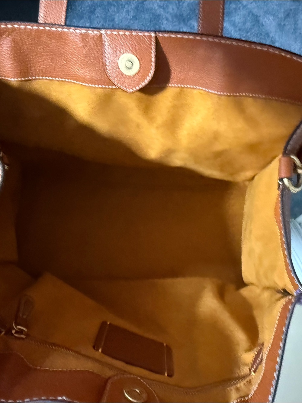 Coach Brown Leather Messenger Tote with Rainbow Crochet Trim - Picture 7 of 10